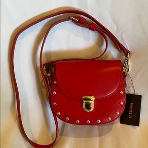 Red studded crossbody purse